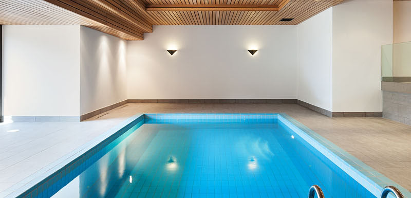 Indoor pool with ceiling speakers