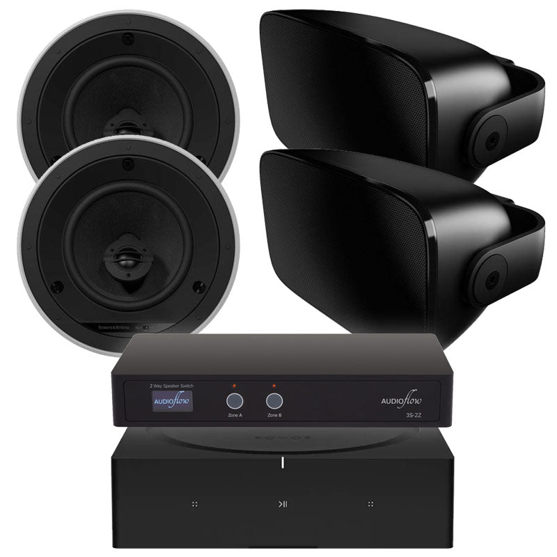 Sonos Amp & B&W CCM664 / AM-1 2-Zone In-Ceiling + Outdoor Package