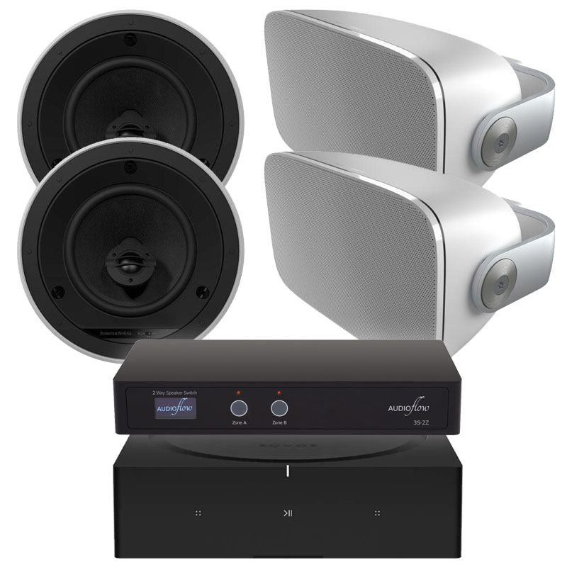 Sonos Amp & B&W CCM664 / AM-1 2-Zone In-Ceiling + Outdoor Package