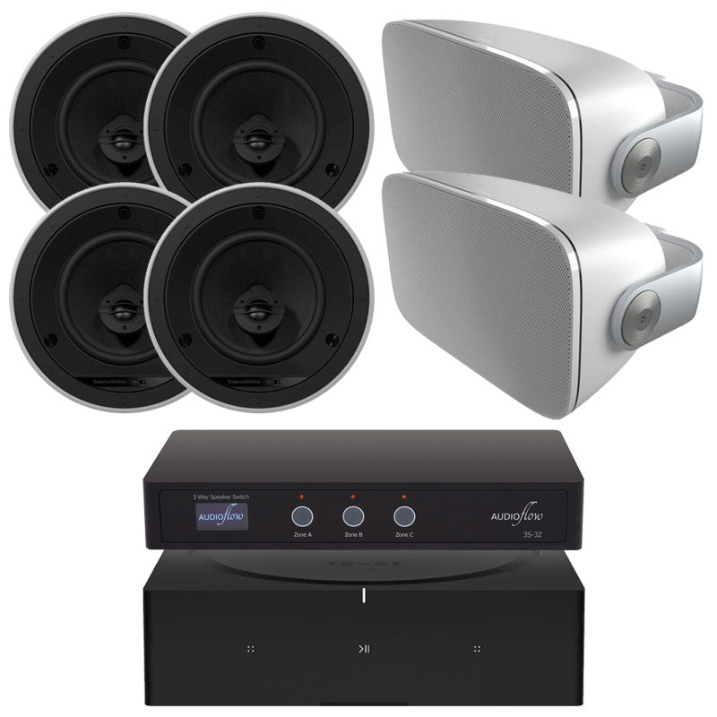 Sonos Amp & B&W CCM664 / AM-1 2/3-Zone In-Ceiling + Outdoor Package