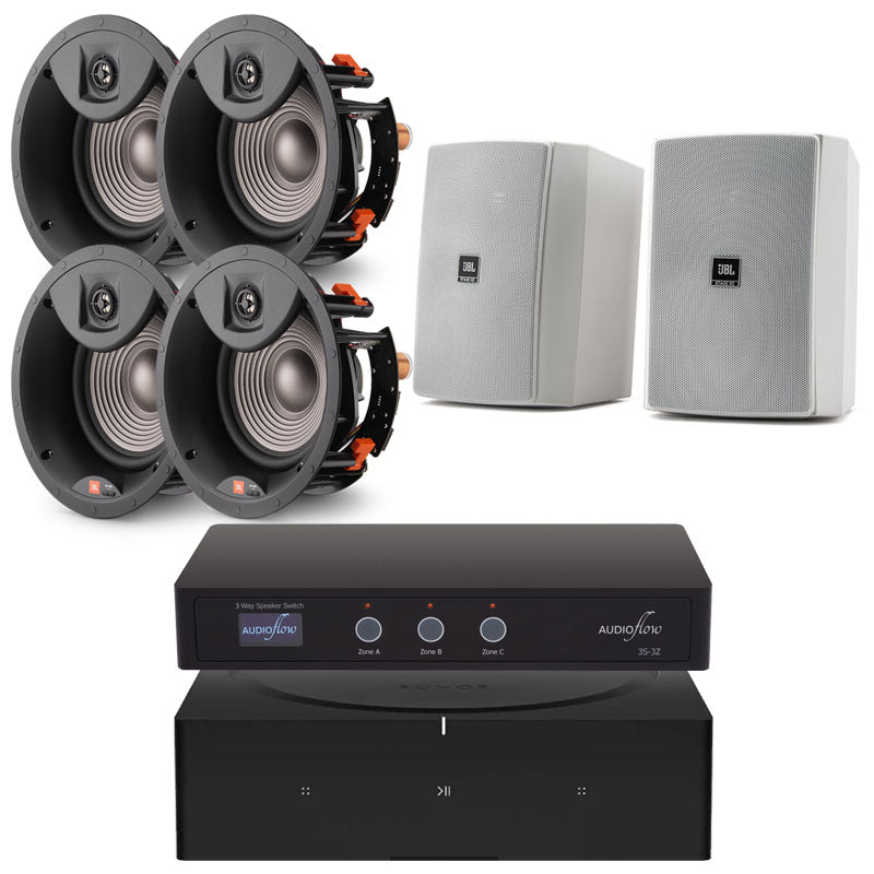Sonos Amp & JBL Studio 2 8IC / XD-6 2/3-Zone In-Ceiling + Outdoor Package