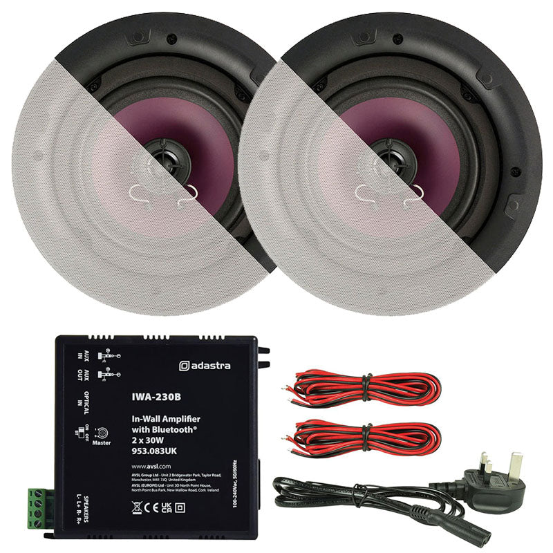 Adastra Bluetooth Amp & 2x Kinetik C160-LP In-Ceiling Speaker Package