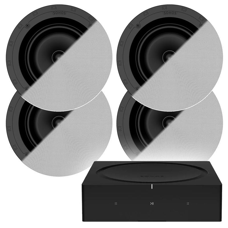 Sonos Amp & 4 x Sonos In-Ceiling Speakers by Sonance (8-Inch)