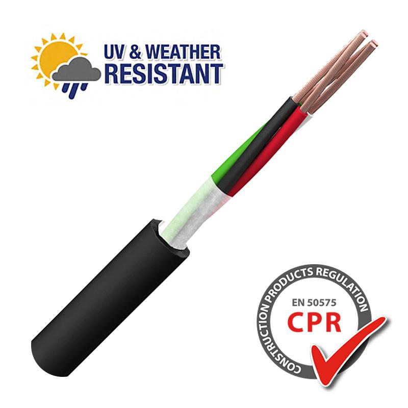 TruSound Weatherproof Speaker Cable 16/4 UV PE 4-Core (Black)